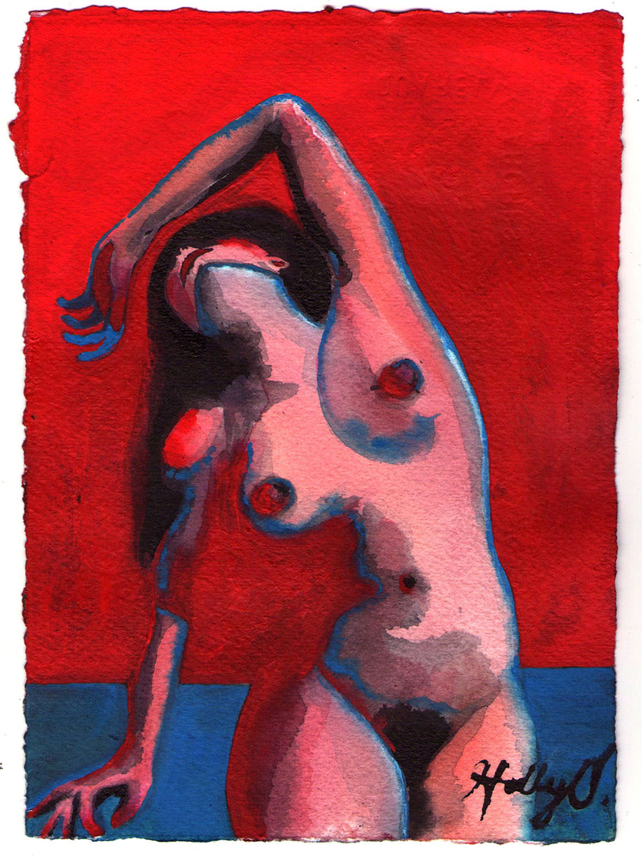 Isolated Storms #6, 5x7 2018 <br>watercolor, ink on paper